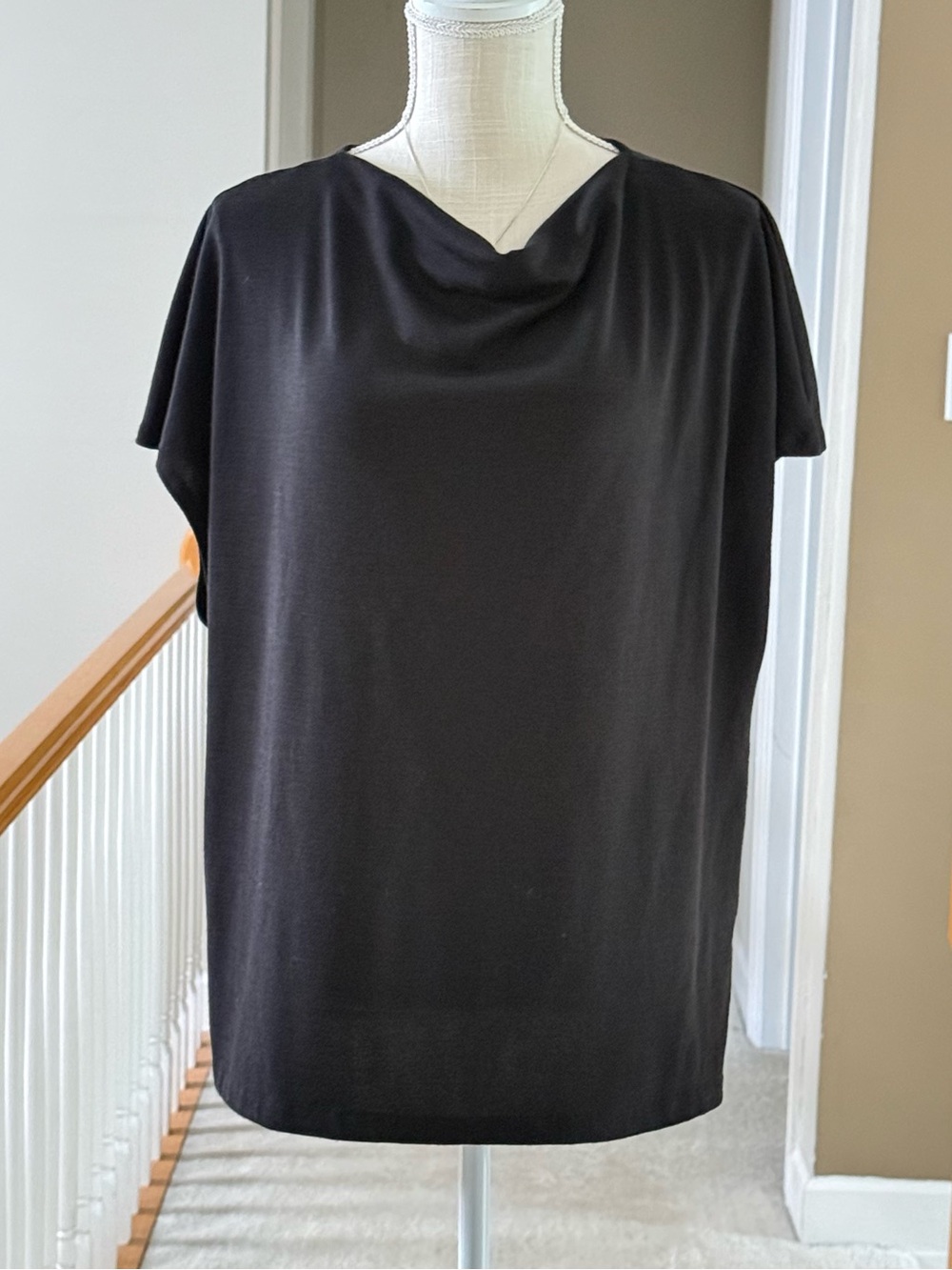 Vince Black Draped V-Neck Short Sleeve Tee